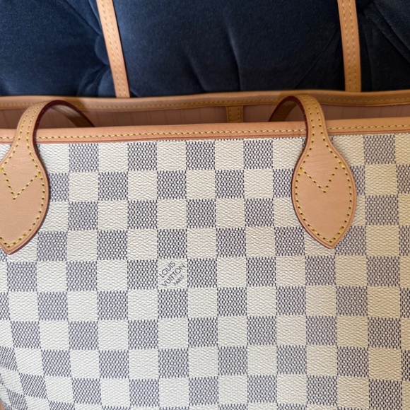 SOLD - Louis Vuitton Neverfull MM Damier Azur Tote Rose Ballerine Pink Lining - Picture 8 of 16